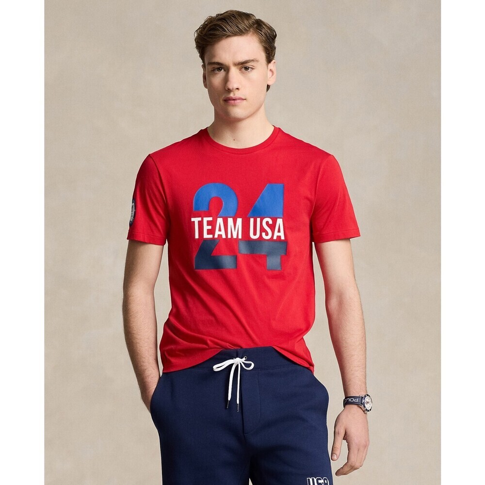 Polo Ralph Lauren T-Shirt Mens 2XL Red Graphic Team USA Slim Fit Pullover MAC108